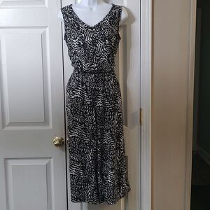 Comfort Code by Cuddl Duds  black white animal print Jersey Tank Jumpsuit  Sz S